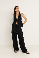 RHYTHM COVE HALTER TOP - BLACK