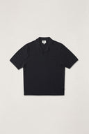 RHYTHM TEXTURED KNIT JOHNNY POLO - BLACK