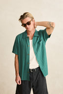 RHYTHM LINEN FLOAT STITCH SS SHIRT - PINE