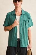 RHYTHM LINEN FLOAT STITCH SS SHIRT - PINE