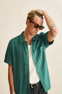 RHYTHM LINEN FLOAT STITCH SS SHIRT - PINE