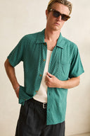 RHYTHM LINEN FLOAT STITCH SS SHIRT - PINE