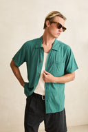 RHYTHM LINEN FLOAT STITCH SS SHIRT - PINE
