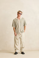 RHYTHM HI LO KNIT BUTTON UP - NATURAL
