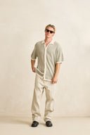 RHYTHM HI LO KNIT BUTTON UP - NATURAL