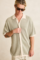 RHYTHM HI LO KNIT BUTTON UP - NATURAL