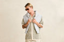 RHYTHM HI LO KNIT BUTTON UP - NATURAL