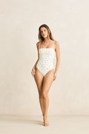 RHYTHM DAHLIA FLORAL SCRUNCHED SIDE ONE PIECE - SKY
