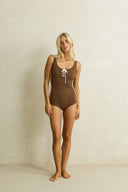 RHYTHM REEF SURF SHORT LACE UP ONE PIECE - CHOCOLATE