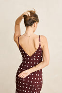 RHYTHM POLKA DOT BIAS MIDI DRESS - CAFE