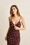 RHYTHM POLKA DOT BIAS MIDI DRESS - CAFE