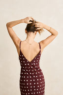 RHYTHM POLKA DOT BIAS MIDI DRESS - CAFE