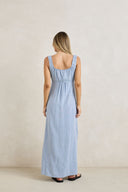 RHYTHM DEL RIO GATHERED MAXI DRESS - BLUE CHECK