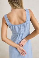 RHYTHM DEL RIO GATHERED MAXI DRESS - BLUE CHECK