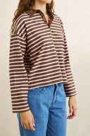 RHYTHM RUGBY POLO STRIPE JERSEY LONG SLEEVE - PINK
