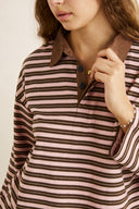 RHYTHM RUGBY POLO STRIPE JERSEY LONG SLEEVE - PINK