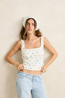 RHYTHM DAHLIA BUTTON DOWN TOP - SKY