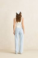 RHYTHM DAHLIA BUTTON DOWN TOP - SKY