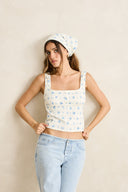 RHYTHM DAHLIA BUTTON DOWN TOP - SKY