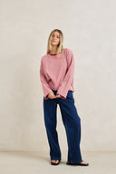 RHYTHM LEXI STRIPE LONG SLEEVE TOP - CHERRY