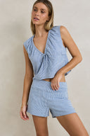 RHYTHM DEL RIO GATHERED TOP - BLUE CHECK