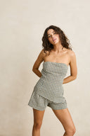 RHYTHM LOTTIE CHECK TOP - BROWN