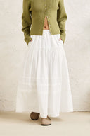 RHYTHM SOLENE RUFFLE MIDI SKIRT - WHITE