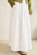 RHYTHM SOLENE RUFFLE MIDI SKIRT - WHITE