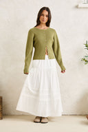 RHYTHM SOLENE RUFFLE MIDI SKIRT - WHITE