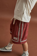 KIDS TWIN TRIM HERITAGE BEACH SHORT - VINTAGE RED