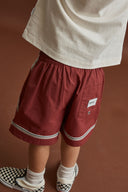 KIDS TWIN TRIM HERITAGE BEACH SHORT - VINTAGE RED