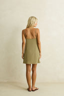 RHYTHM LINEN LACE SLIP MINI DRESS - OLIVE