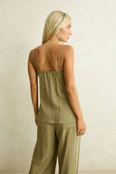 RHYTHM LINEN LACE TOP - OLIVE