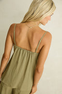 RHYTHM LINEN LACE TOP - OLIVE