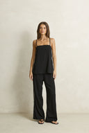 RHYTHM LINEN LACE TRACK PANT - BLACK