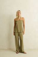 RHYTHM LINEN LACE TRACK PANT - OLIVE