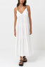 RHYTHM CLASSIC TIERED MIDI DRESS - WHITE