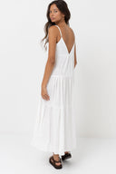 RHYTHM CLASSIC TIERED MIDI DRESS - WHITE