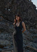 FOCUS SEERSUCKER MAXI DRESS - BLACK