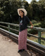 AFENDS BASE - SEERSUCKER MAXI SKIRT - BURGUNDY CHECK