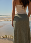 BASE SEERSUCKER MAXI SKIRT - DEEP GREEN