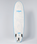 SOFTECH COASTER SKY BLUE ON GREY BACKGROUND WHITE LOGO HAS A CARRY HANDLE- SOFT TECH SOFT TOP SOFTOP SOFT BOARD SOFTBOARD