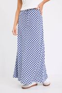 AMONG THE BRAVE SUMMIT TIE WAIST BAIS SKIRT - BLUE GINGHAM
