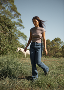 AFENDS WREN BASE SEERSUCKER TOP - COFFEE CHECK