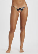 Floral bikini bottom worn by a person on a white background