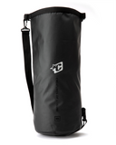 Black dry bag with a logo on a white background