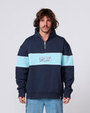 CRITICAL SLIDE BUZZED PANEL 1/4 ZIP CREW - BLUE