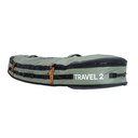 Green travel bag with 'TRAVEL 2' text on a white background