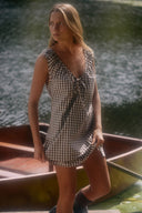 RHYTHM BIRDIE GINGHAM MINI DRESS - BROWN