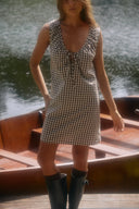 RHYTHM BIRDIE GINGHAM MINI DRESS - BROWN